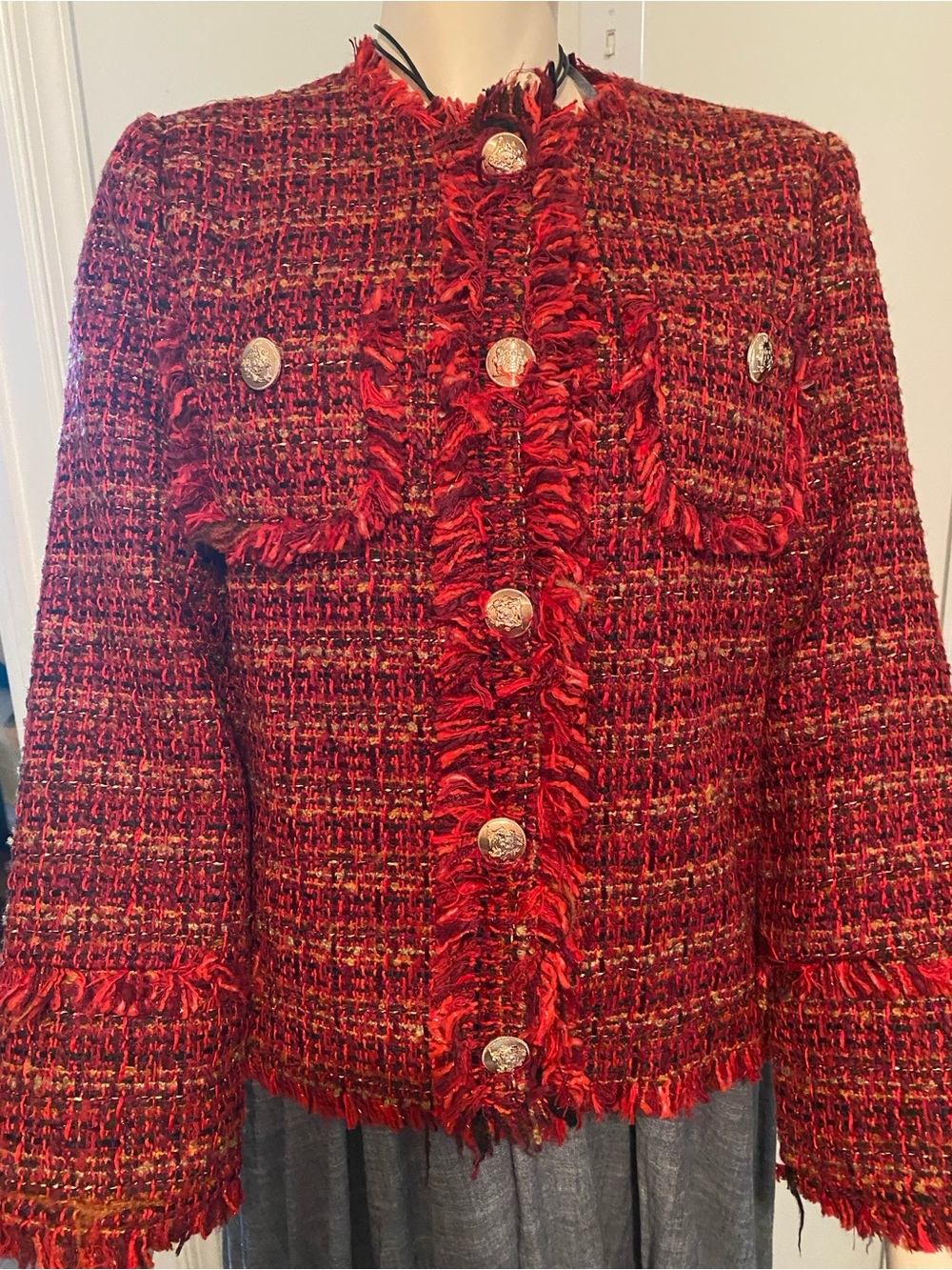 Women's Red Tweed Blazer